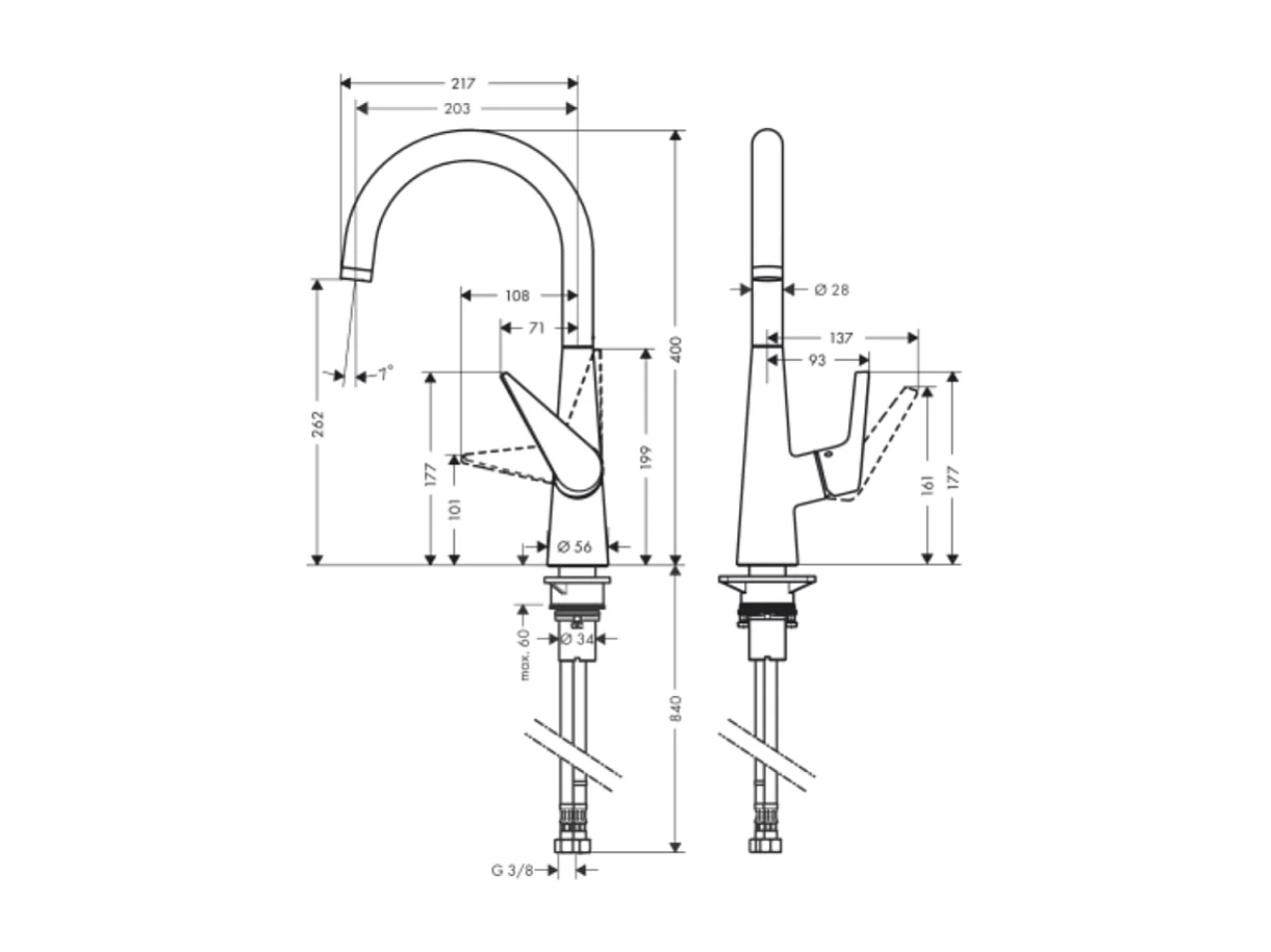 Robinet de cuisine HANSGROHE Talis M51 260 chromé