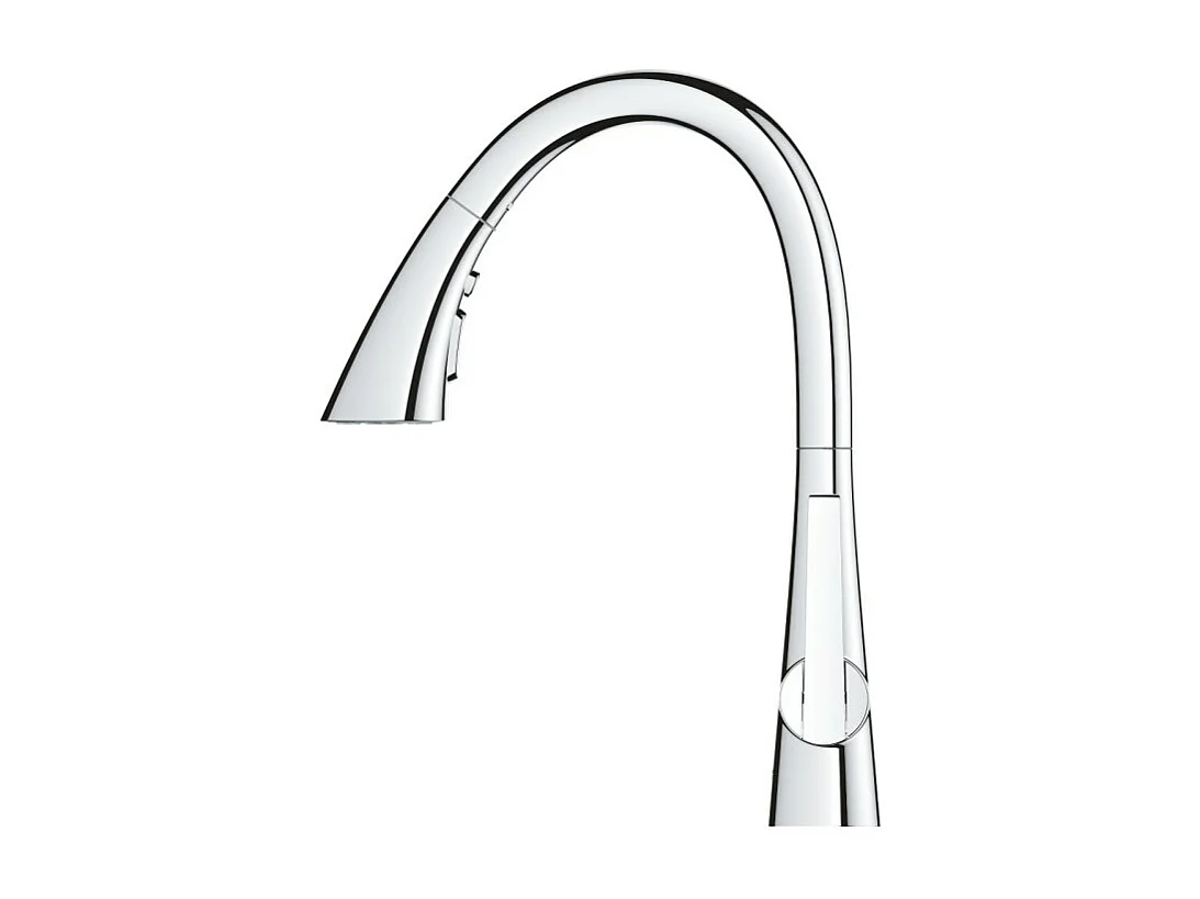 GROHE Zedra Mezclador de cocina de 3 chorros, caño alto, cromado, ducha extraíble