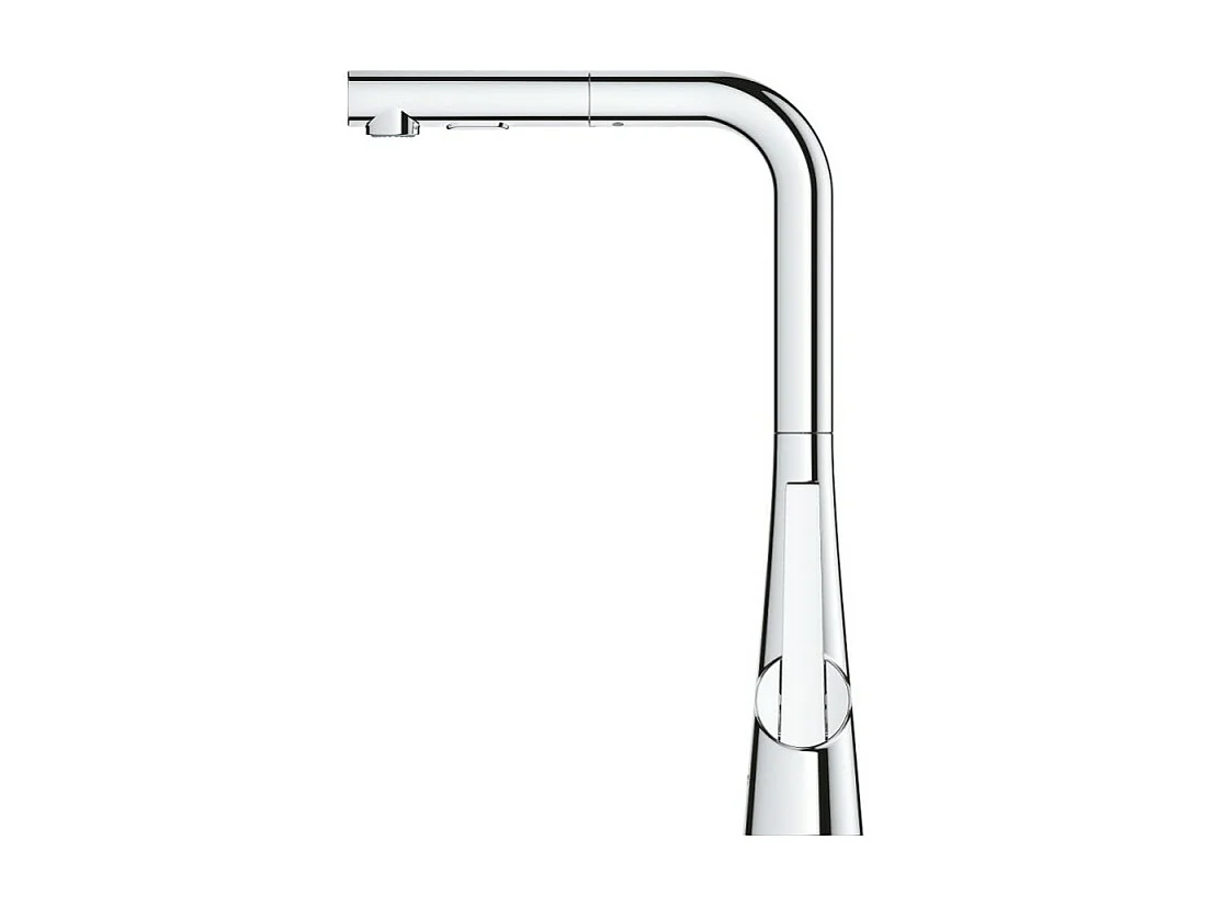 GROHE Zedra Mezclador de cocina de 2 chorros, caño alto, cromado, ducha extraíble