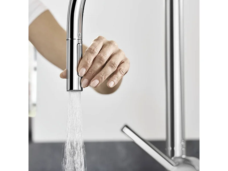 Robinet de cuisine avec douchette HANSGROHE Talis M54 210 sBox 2 jets chromée + nettoyant Briochin