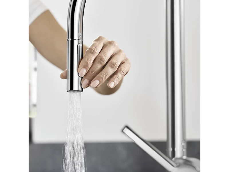 Robinet de cuisine avec douchette HANSGROHE Talis M54 210 sBox 2 jets chromée + nettoyant Briochin