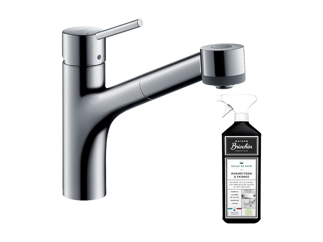 Robinet de cuisine avec douchette HANSGROHE Talis M52 170 2 jets chromé + nettoyant Briochin