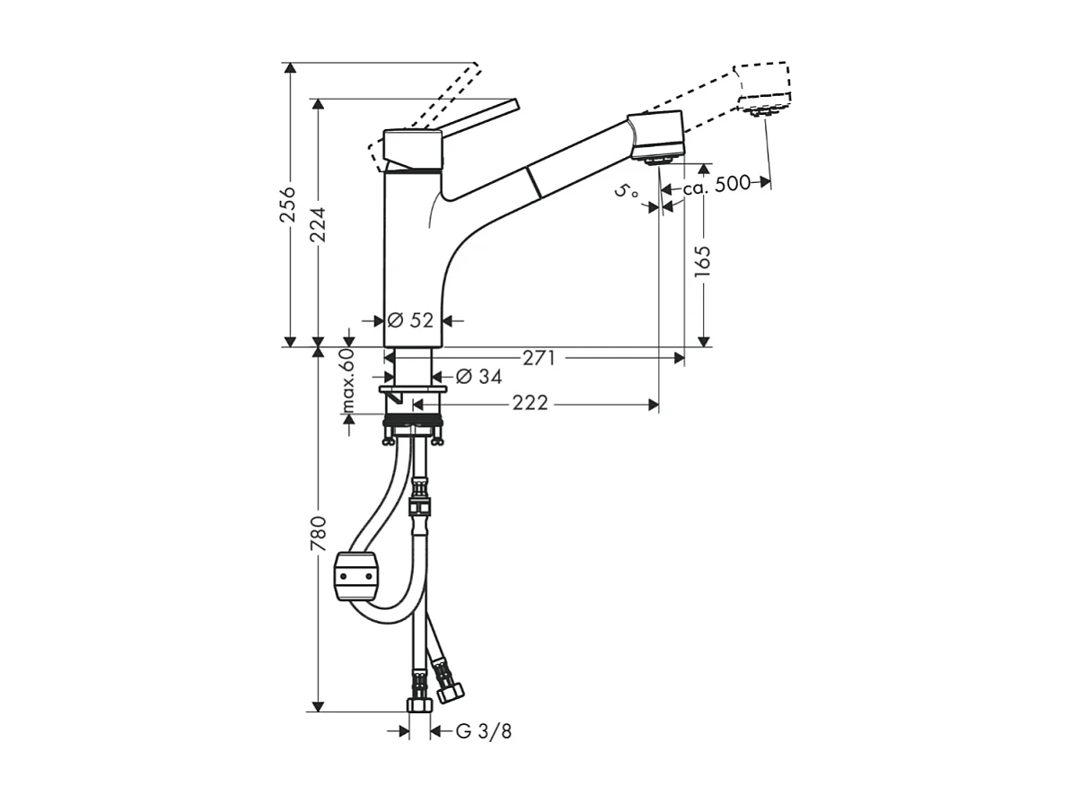 Robinet de cuisine avec douchette HANSGROHE Talis M52 170 2 jets chromé + nettoyant Briochin