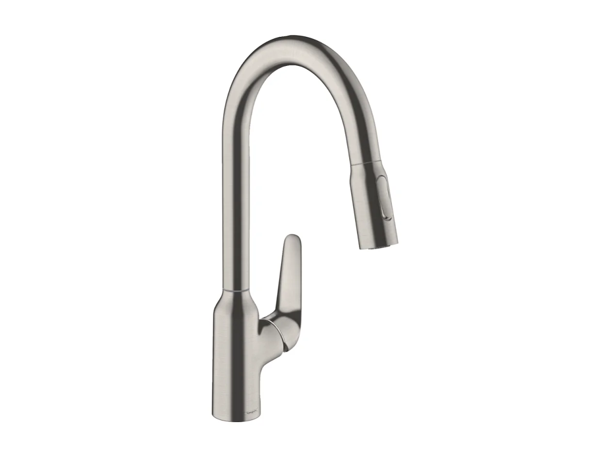 Robinet de cuisine avec douchette HANSGROHE Focus M42 220 2 jets aspect acier inox