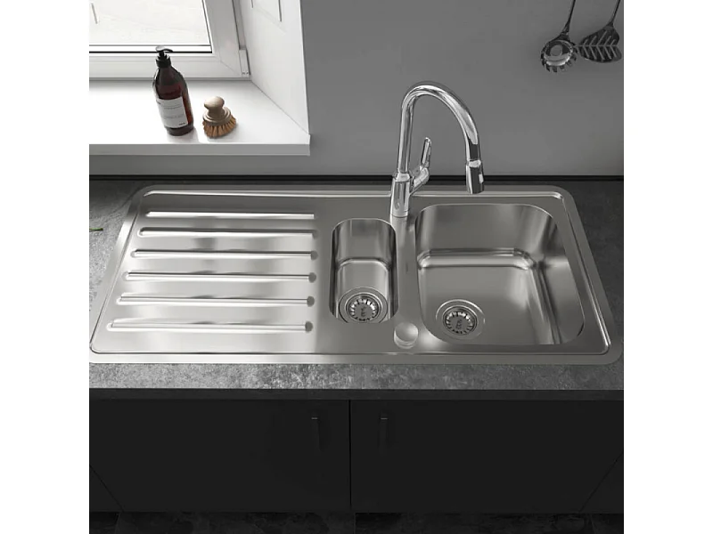 Robinet de cuisine avec douchette HANSGROHE Focus M42 220 2 jets aspect acier inox