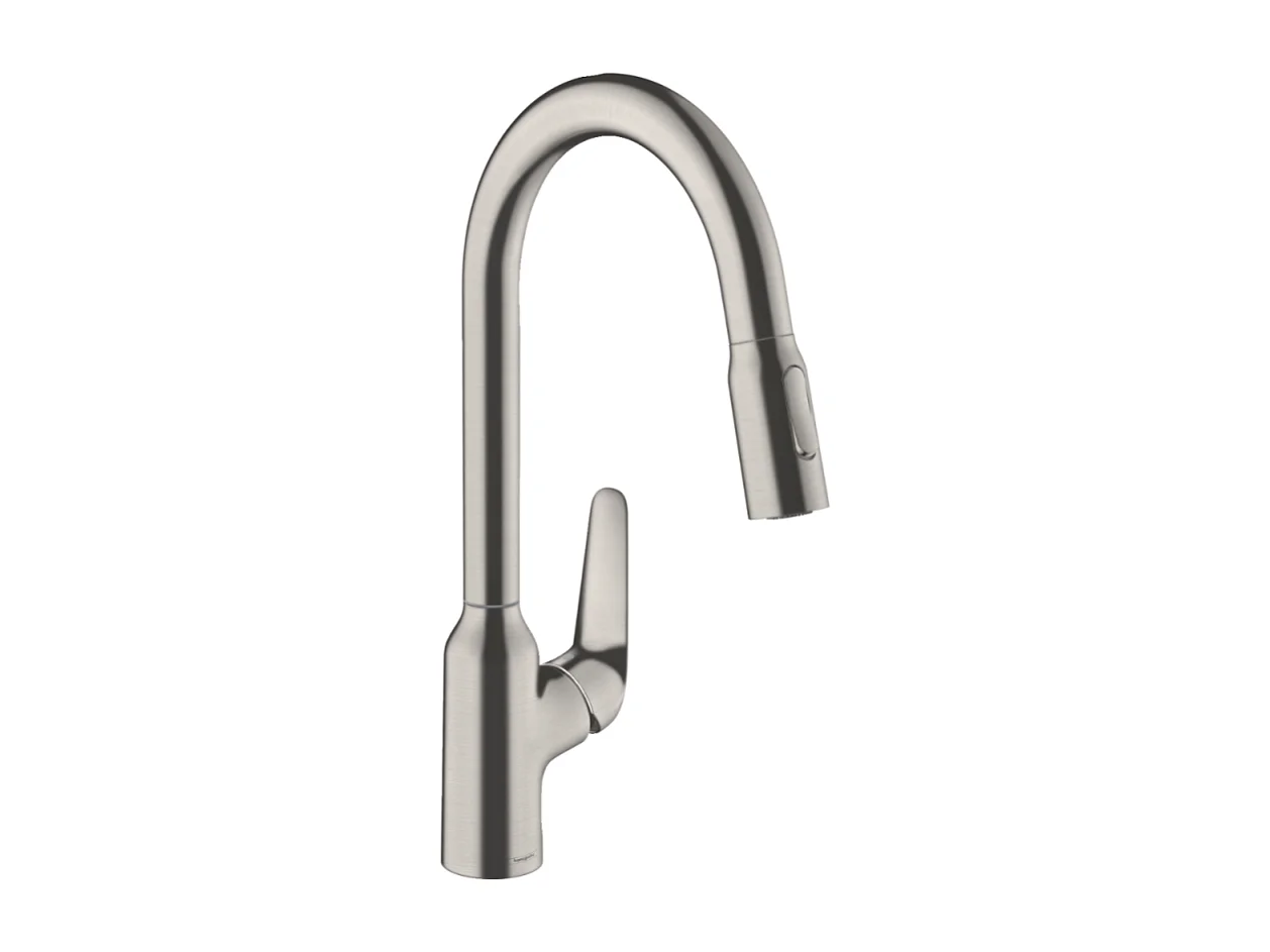 Robinet de cuisine avec douchette HANSGROHE Focus M42 220 2 jets aspect acier inox