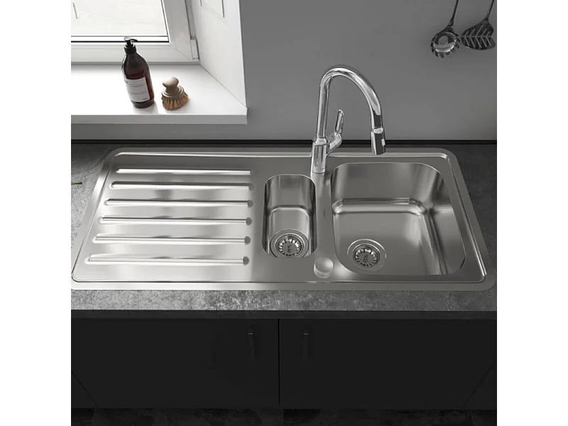 Robinet de cuisine avec douchette HANSGROHE Focus M42 220 2 jets aspect acier inox