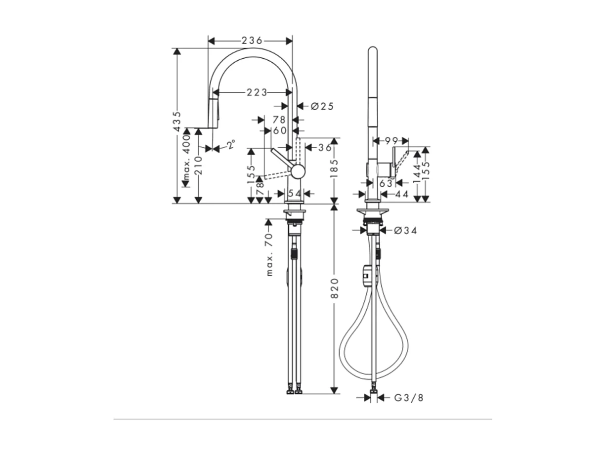 Grifo de cocina con HANSGROHE Talis M54 210 chorro cromado de 2 chorros