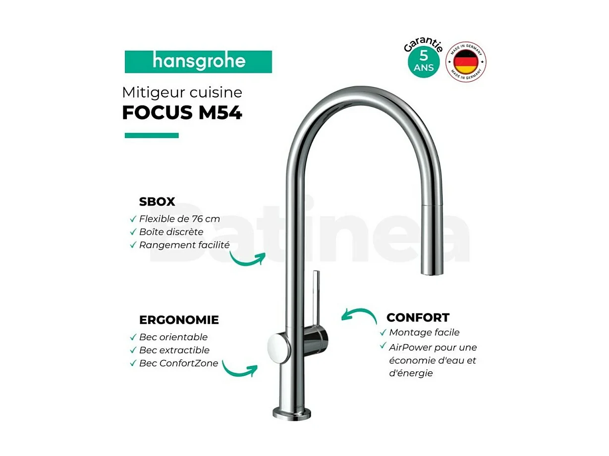 Robinet de cuisine avec douchette HANSGROHE Talis M54 210 sBox aspect acier inox