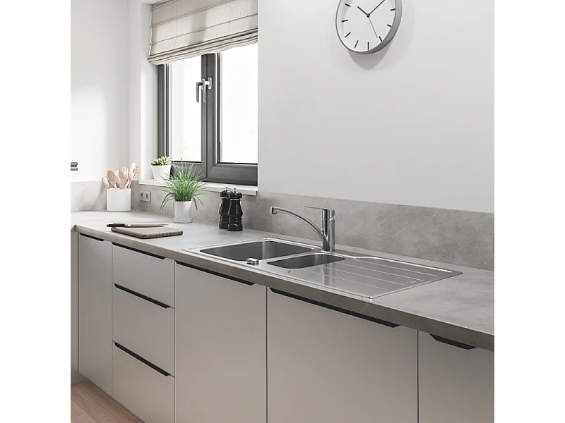 Robinet de cuisine monocommande bec bas GROHE Start 2021 + nettoyant GrohClean