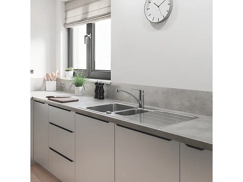 Robinet de cuisine monocommande bec bas GROHE Start 2021 + nettoyant GrohClean