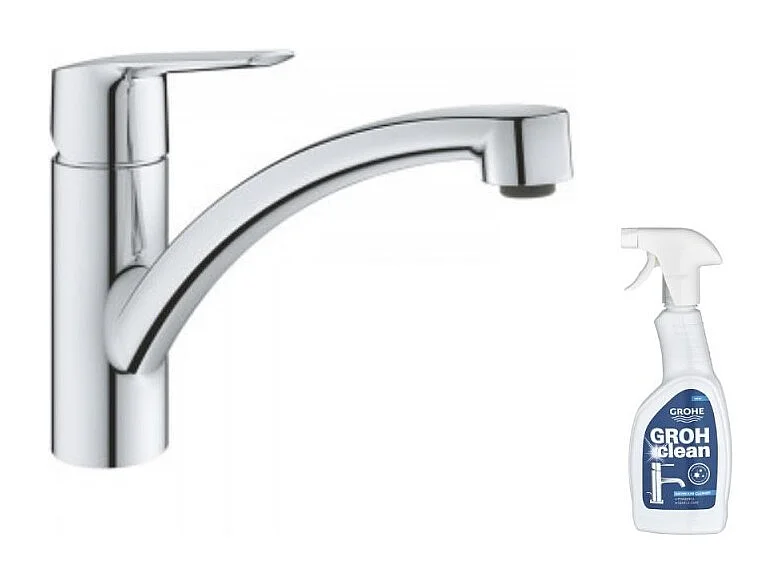 Robinet de cuisine monocommande bec bas GROHE Start 2021 + nettoyant GrohClean