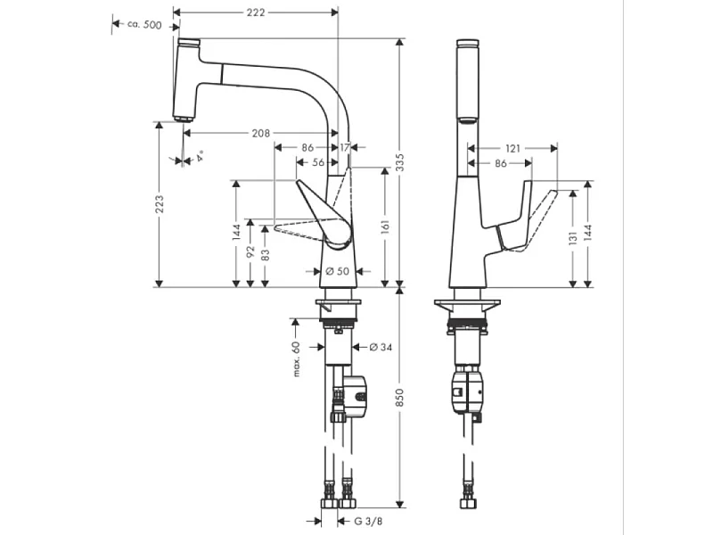 Robinet de cuisine avec douchette HANSGROHE Talis Select M51 220 chromé