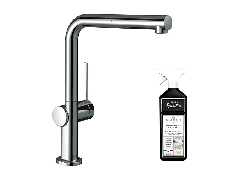 Robinet de cuisine avec douchette HANSGROHE Talis M54 270 sBox chromé + nettoyant Briochin