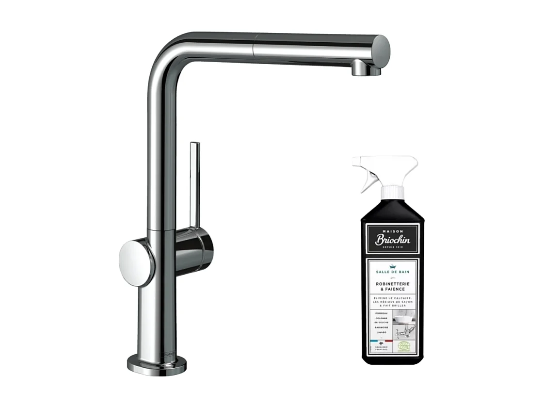 Robinet de cuisine avec douchette HANSGROHE Talis M54 270 sBox chromé + nettoyant Briochin