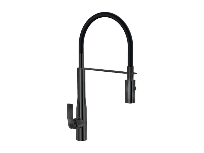 PAINI Mitigeur cuisine Addict Bec haut noir mat brosse douchette extractible