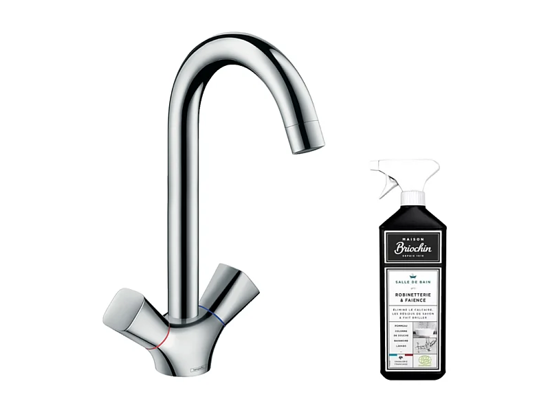 Mélangeur de cuisine HANSGROHE Logis M31 chromé + nettoyant Briochin