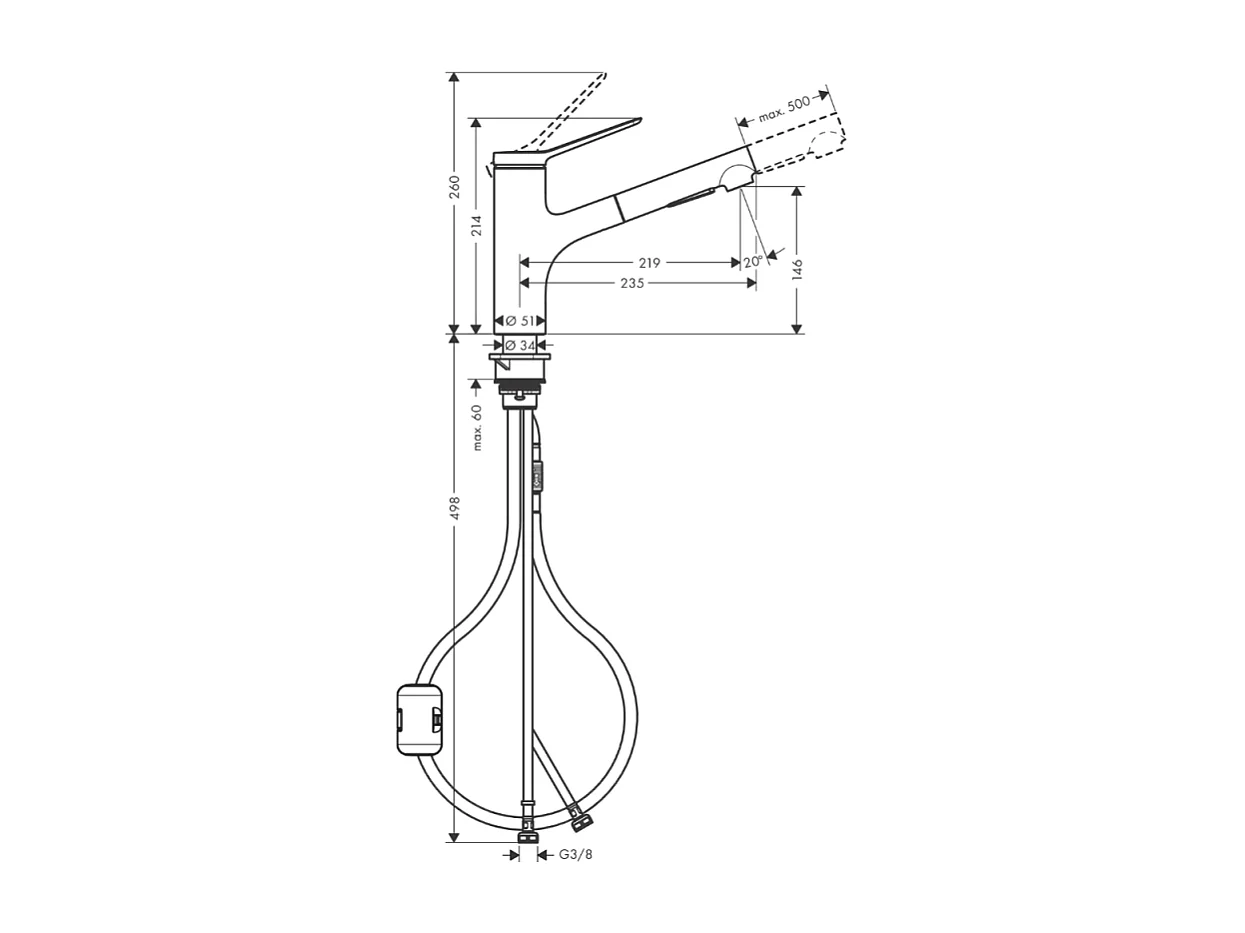 Robinet de cuisine avec douchette HANSGROHE Zesis M33 150 2 jets noir mat + nettoyant Briochin