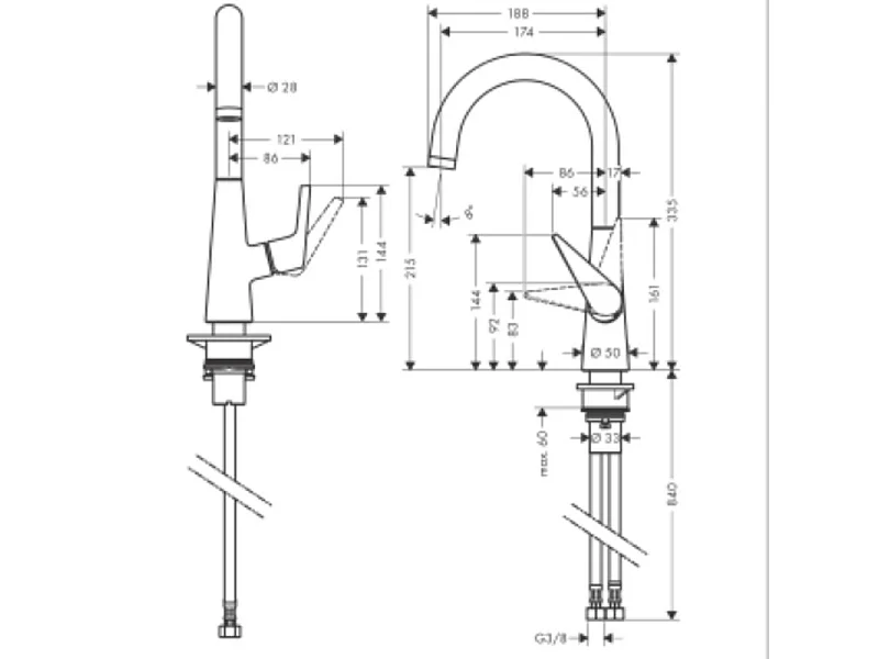 Robinet de cuisine HANSGROHE Talis M51 220 chromé