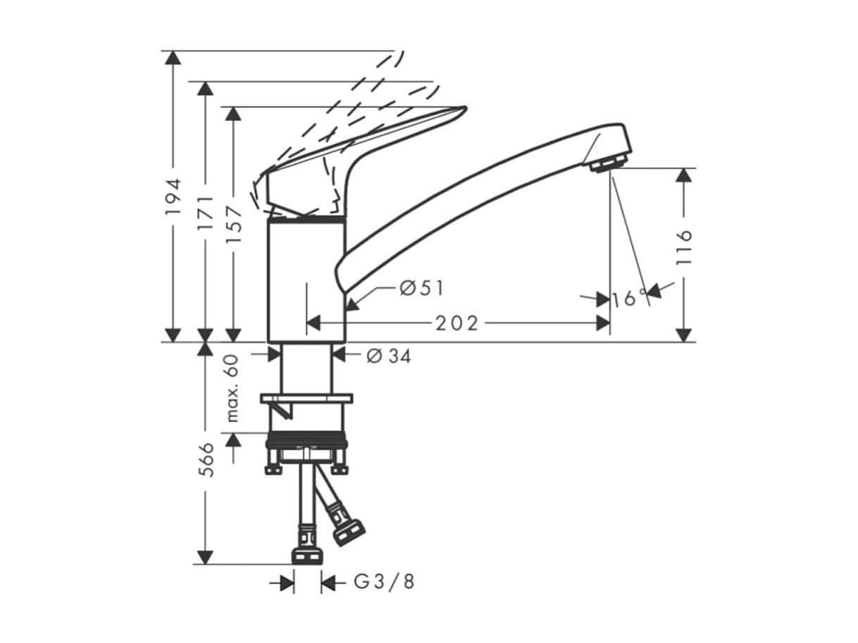 Robinet de cuisine HANSGROHE Logis M31 120 CoolStart chromé