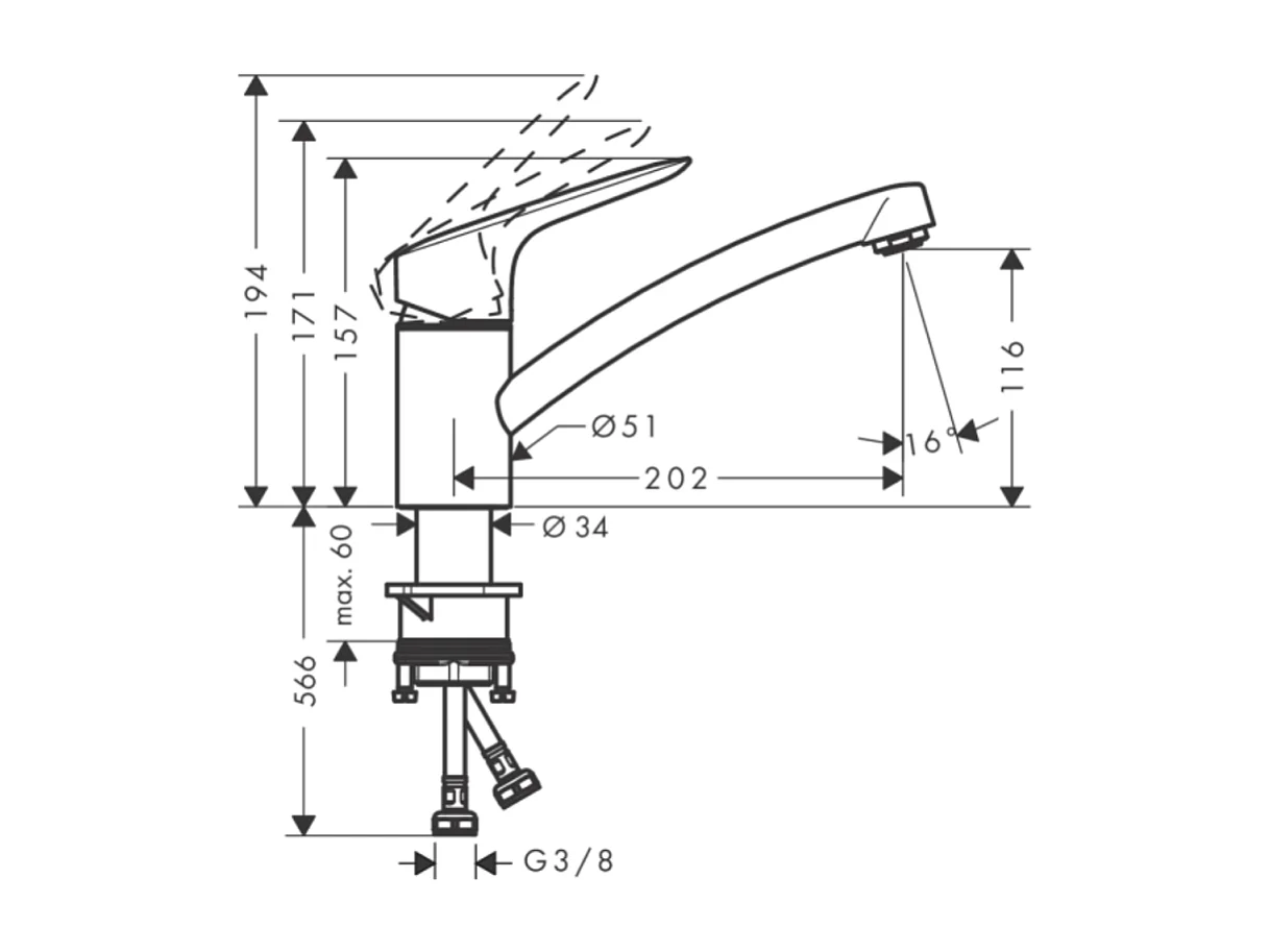 Robinet de cuisine HANSGROHE Logis M31 120 CoolStart chromé