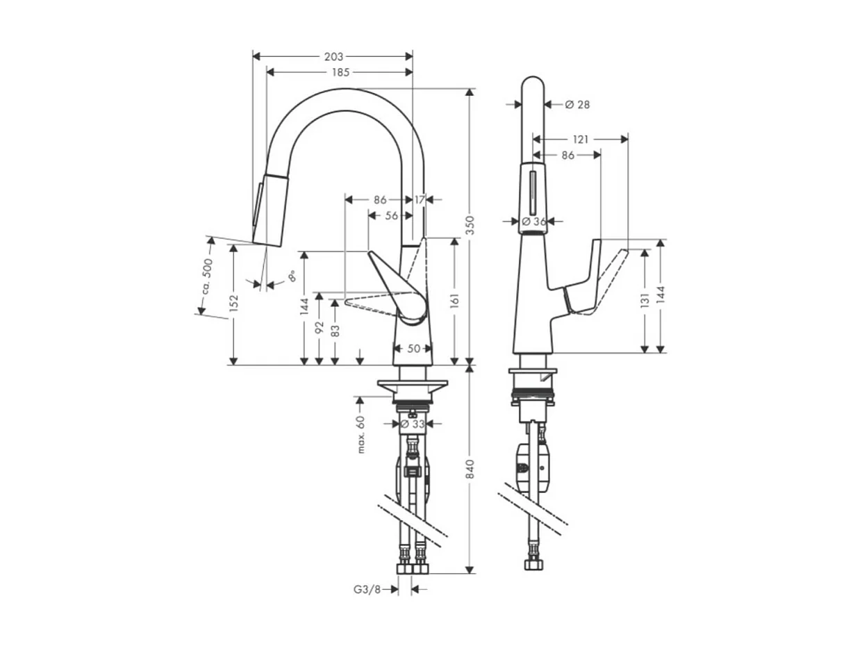 Grifo de cocina con HANSGROHE Talis M51 160 chorro cromado de 2 chorros