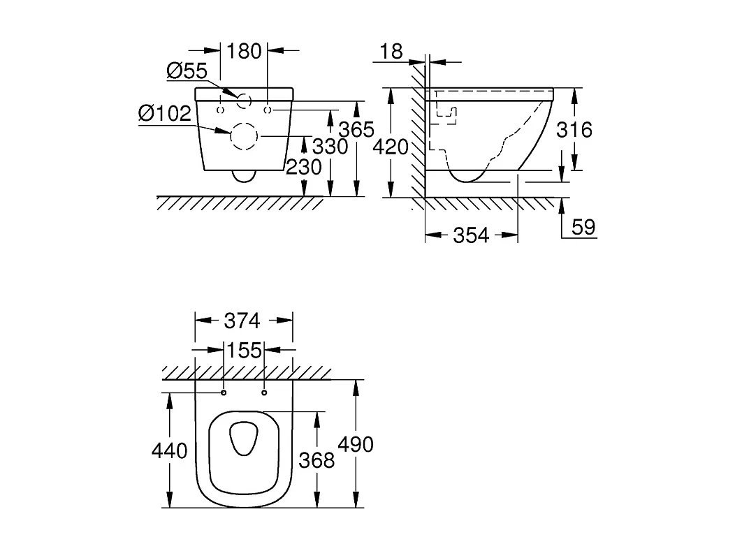 Inodoro compacto de pared GROHE Euro Ceramic