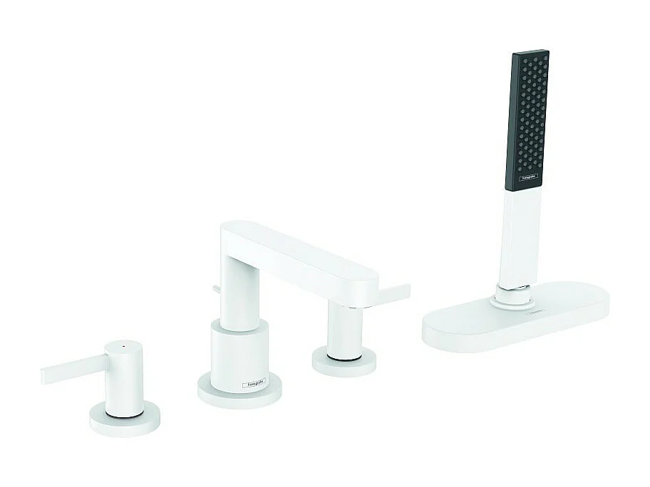 Robinet mélangeur bain douche 4 trous HANSGROHE Finoris sBox blanc mat