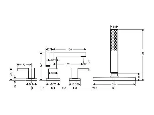 Robinet mélangeur bain douche 4 trous HANSGROHE Finoris sBox blanc mat