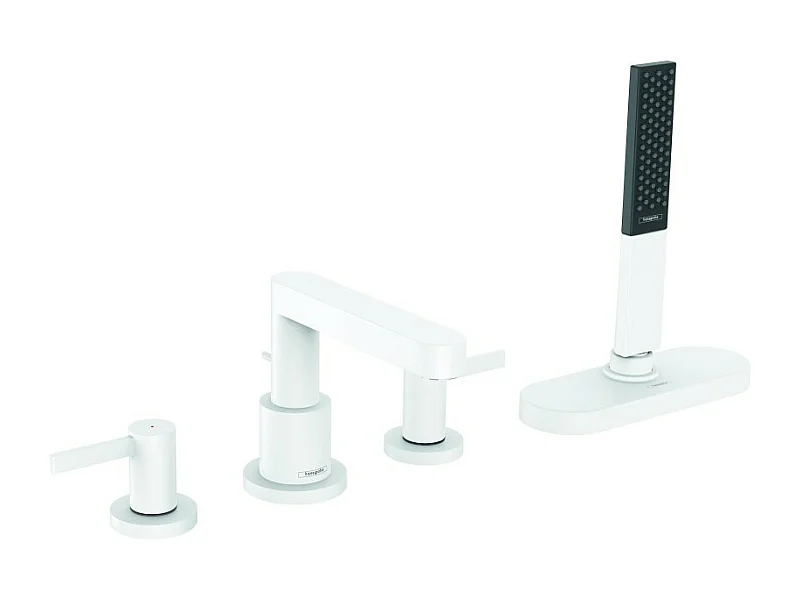Robinet mélangeur bain douche 4 trous HANSGROHE Finoris sBox blanc mat