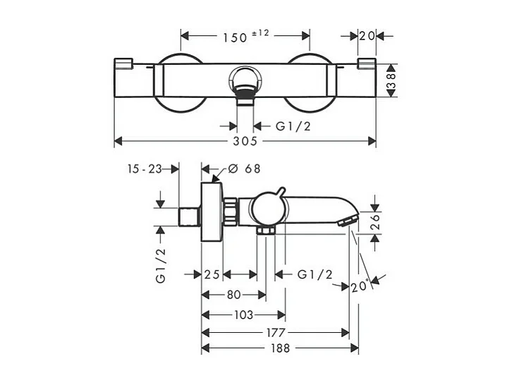 HANSGROHE Ecostat Comfort mezclador termostático para baño y ducha aspecto dorado pulido