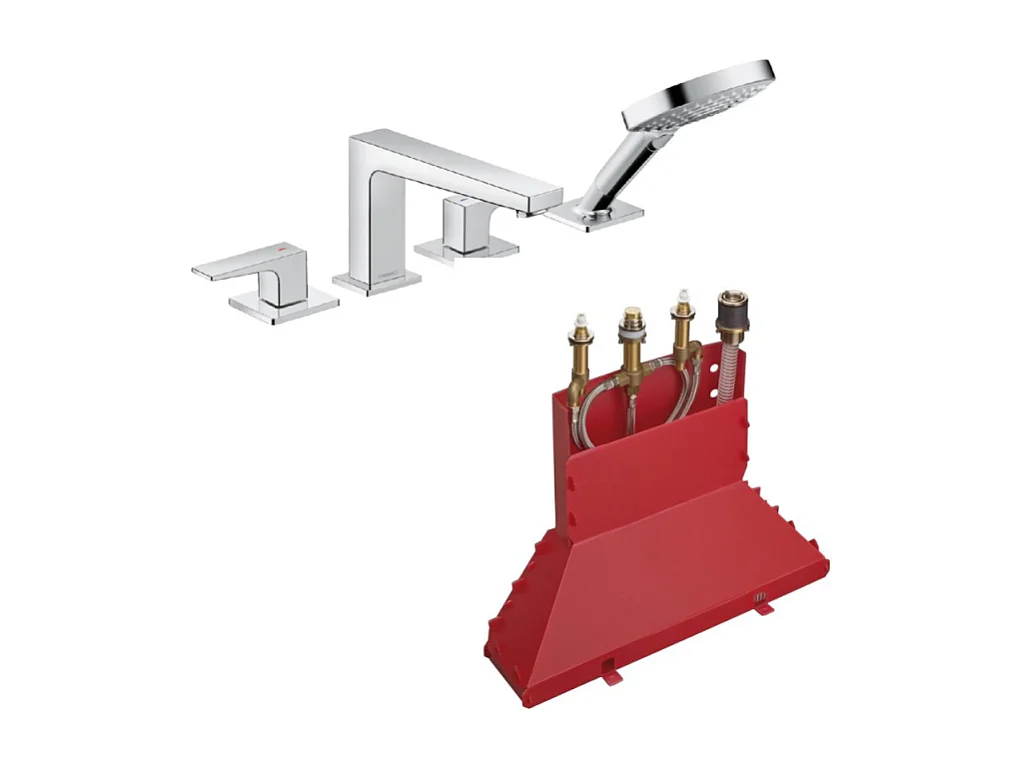 HANSGROHE Mélangeur 4 trous Metropol pour baignoire avec Secuflex poignée manette Chromé avec Corps encastré