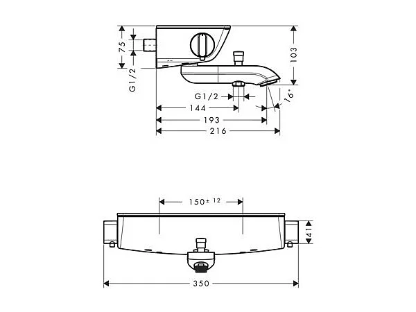 Mitigeur bain douche thermostatique HANSGROHE Ecostat Select blanc et chromé