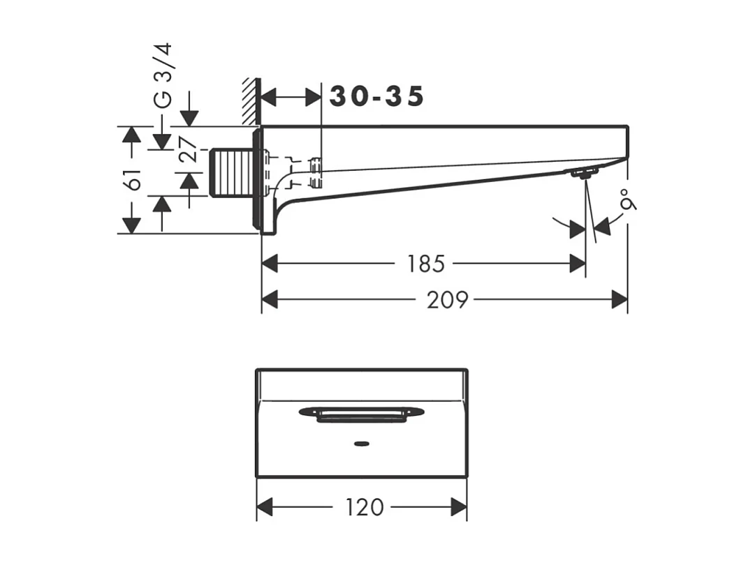 Bec déverseur baignoire HANSGROHE Metropol blanc mat