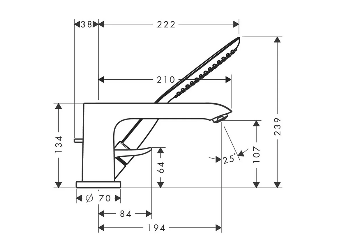 Robinet mitigeur bain douche 4 trous HANSGROHE Metris chromé