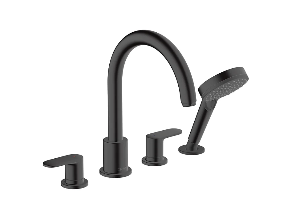 Robinet mélangeur bain douche 4 trous HANSGROHE Vernis Blend noir mat