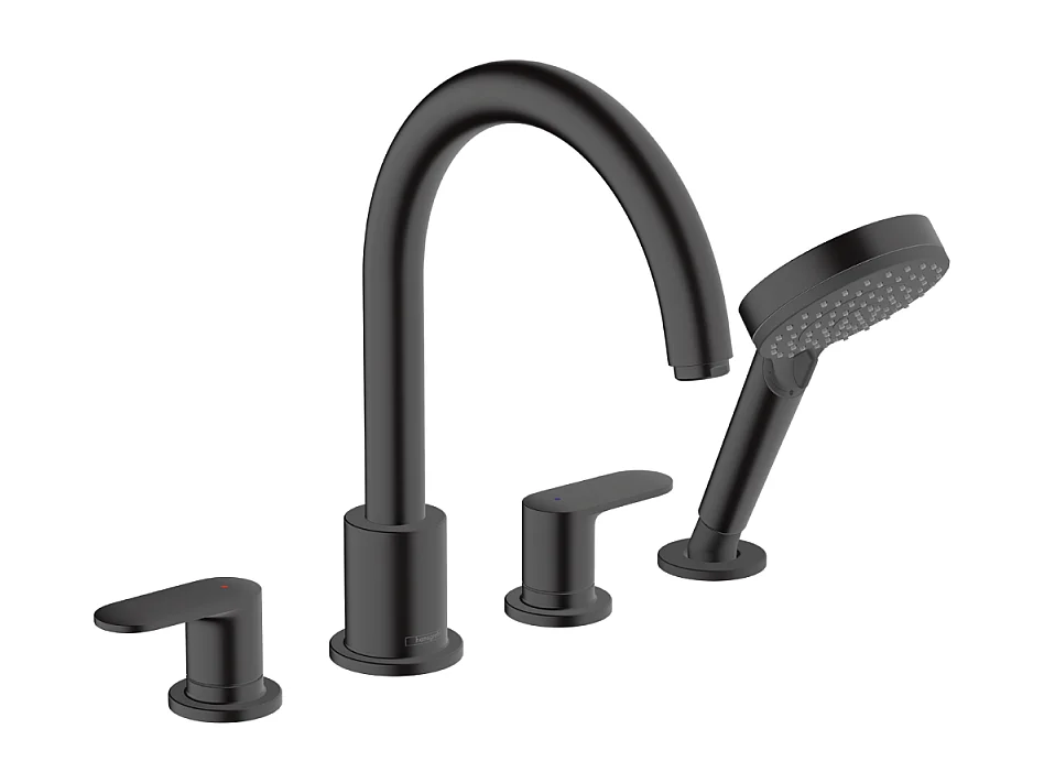 Robinet mélangeur bain douche 4 trous HANSGROHE Vernis Blend noir mat