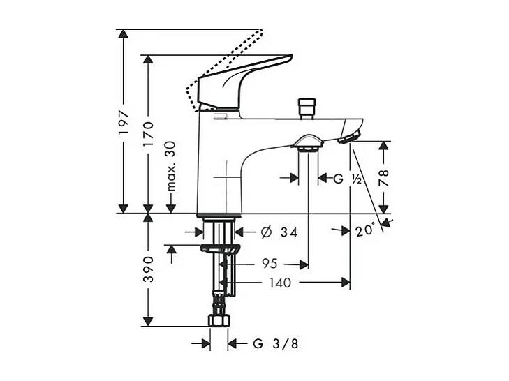 Mitigeur bain douche mécanique monotrou HANSGROHE Focus chromé