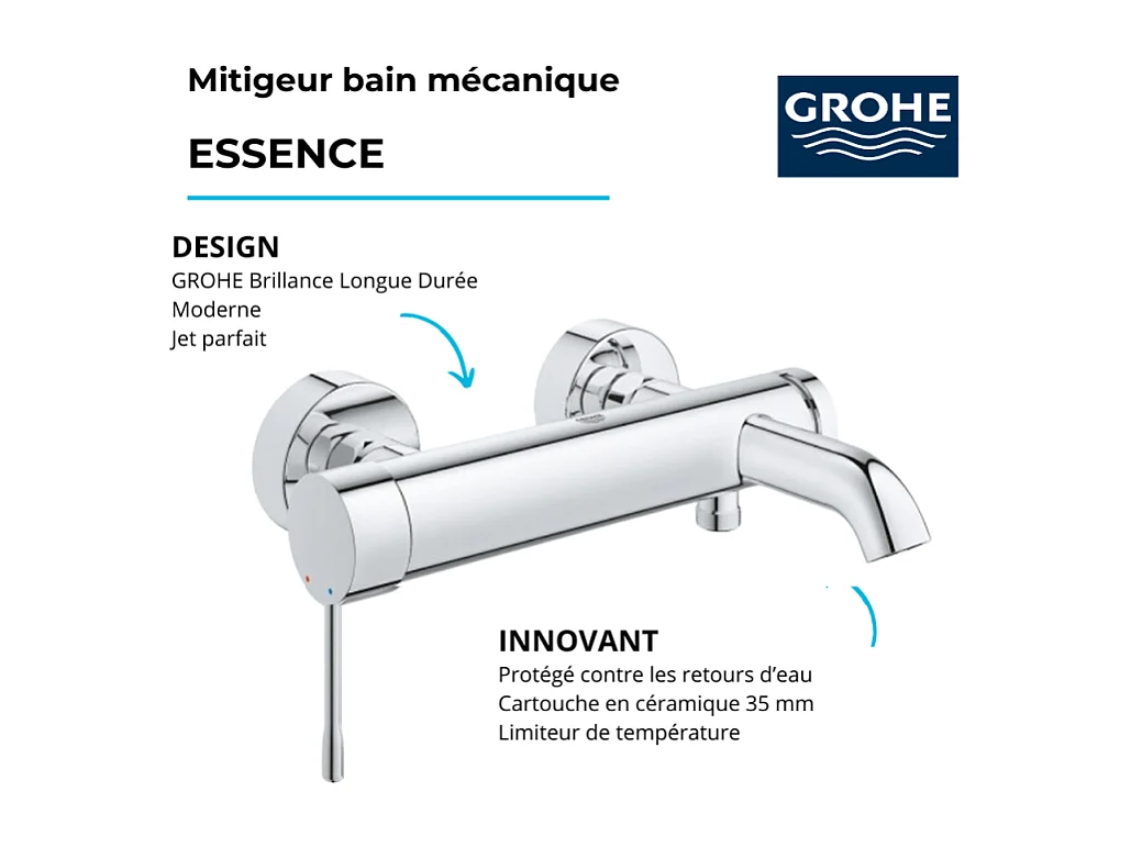 Mitigeur bain mécanique GROHE Essence avec colonnettes