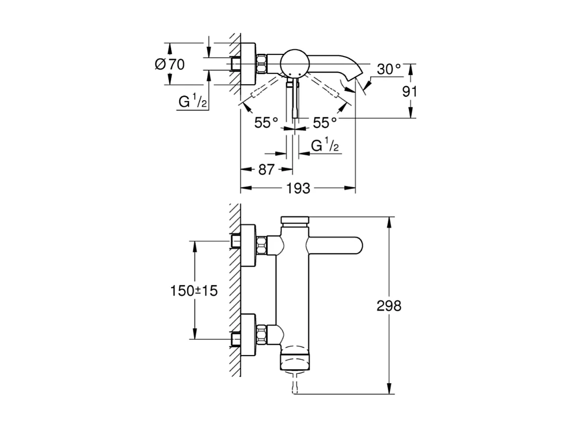 Mitigeur bain mécanique GROHE Essence avec colonnettes