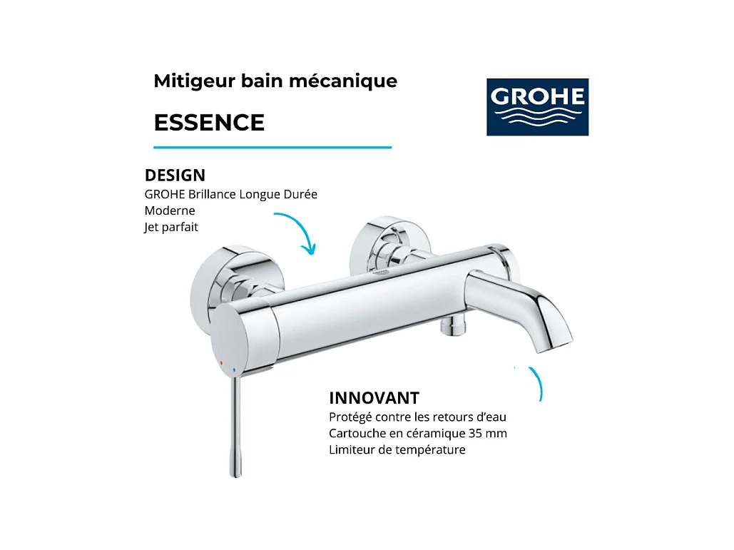 Mitigeur bain mécanique GROHE Essence avec colonnettes