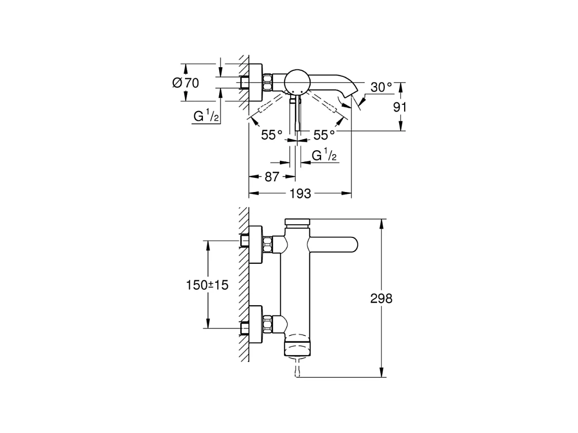 Mitigeur bain mécanique GROHE Essence avec colonnettes