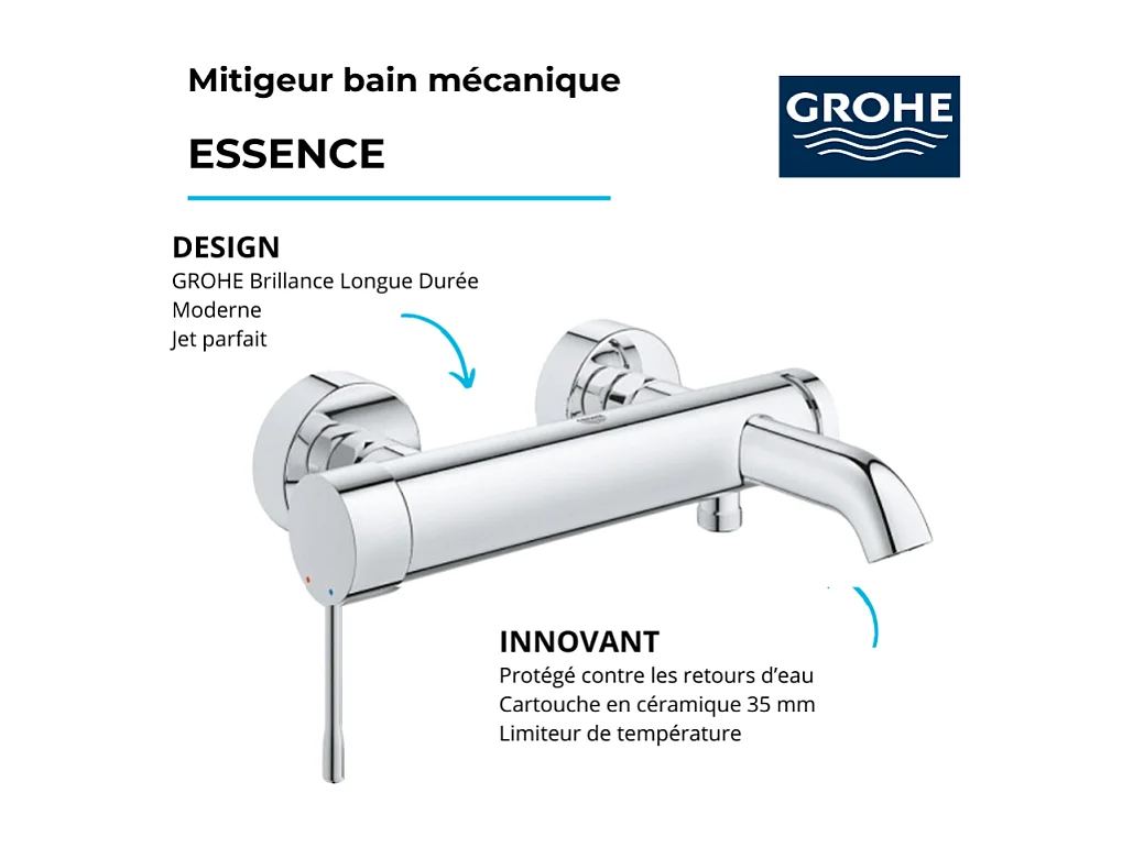 Mitigeur bain mécanique GROHE Essence avec colonnettes