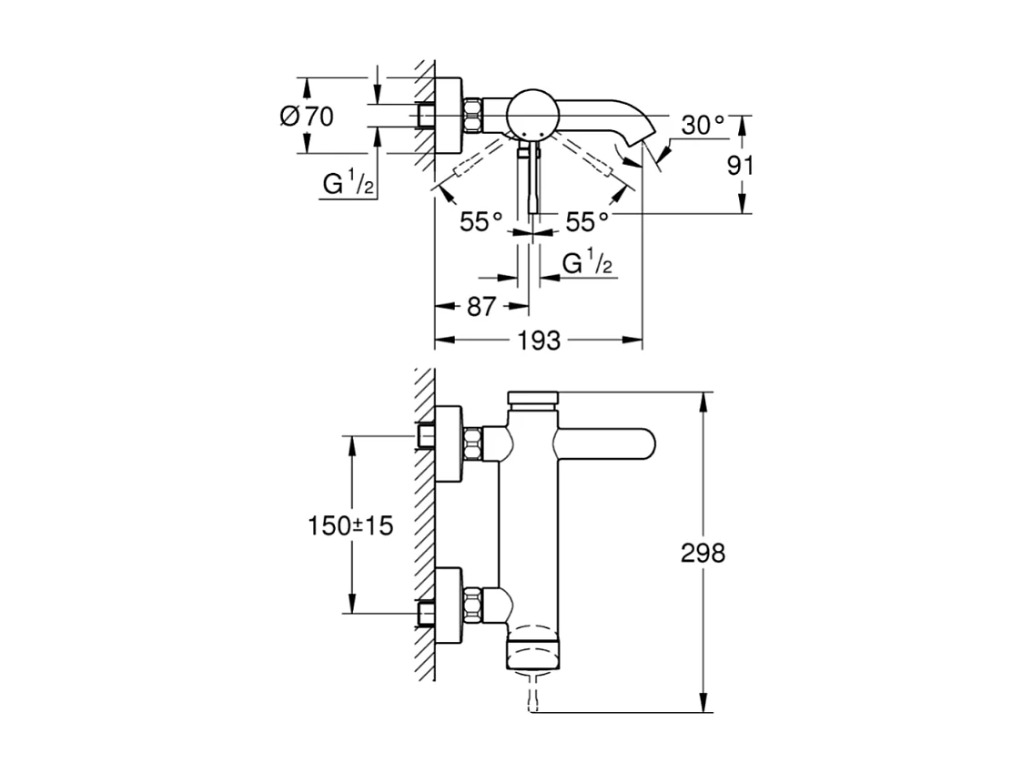Mitigeur bain mécanique GROHE Essence avec colonnettes