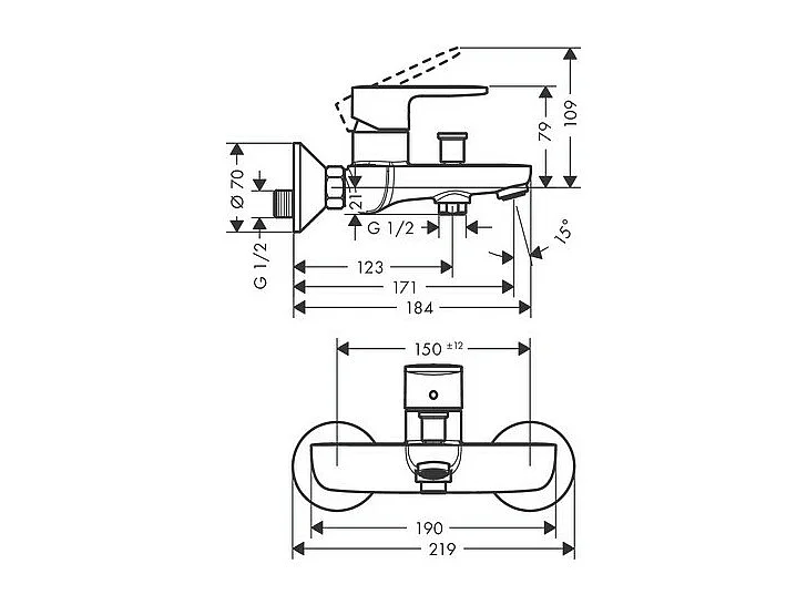 Mitigeur bain douche mécanique HANSGROHE Vernis Blend C2 chromé