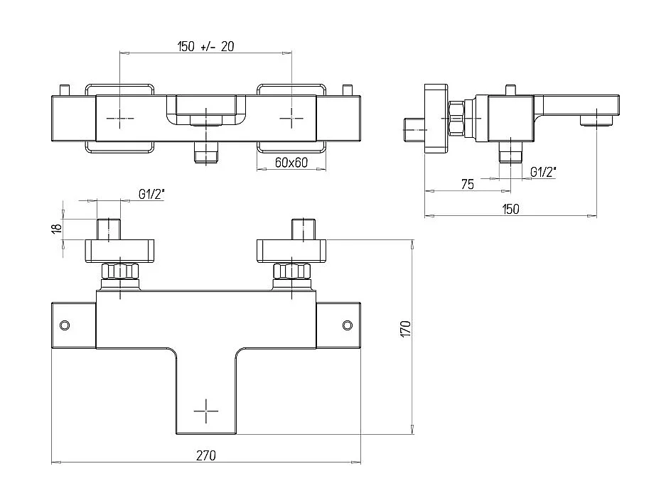 Paini Mitigeur bain douche thermostatique mural Dax noir brossé