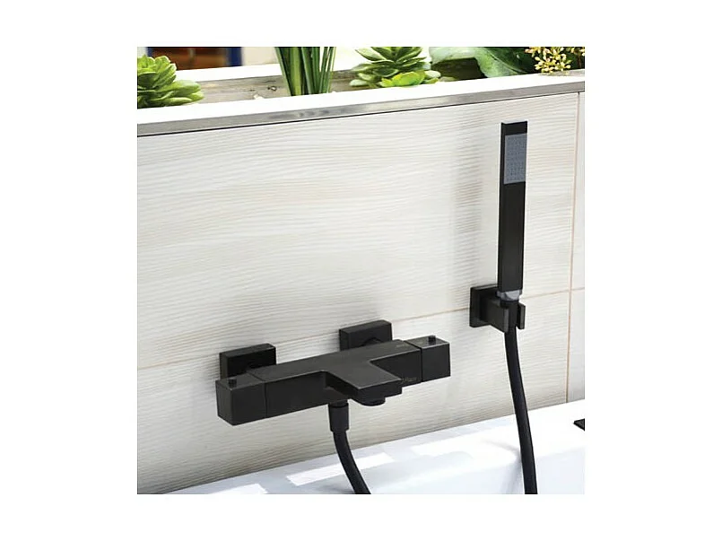 Paini Mitigeur bain douche thermostatique mural Dax noir brossé