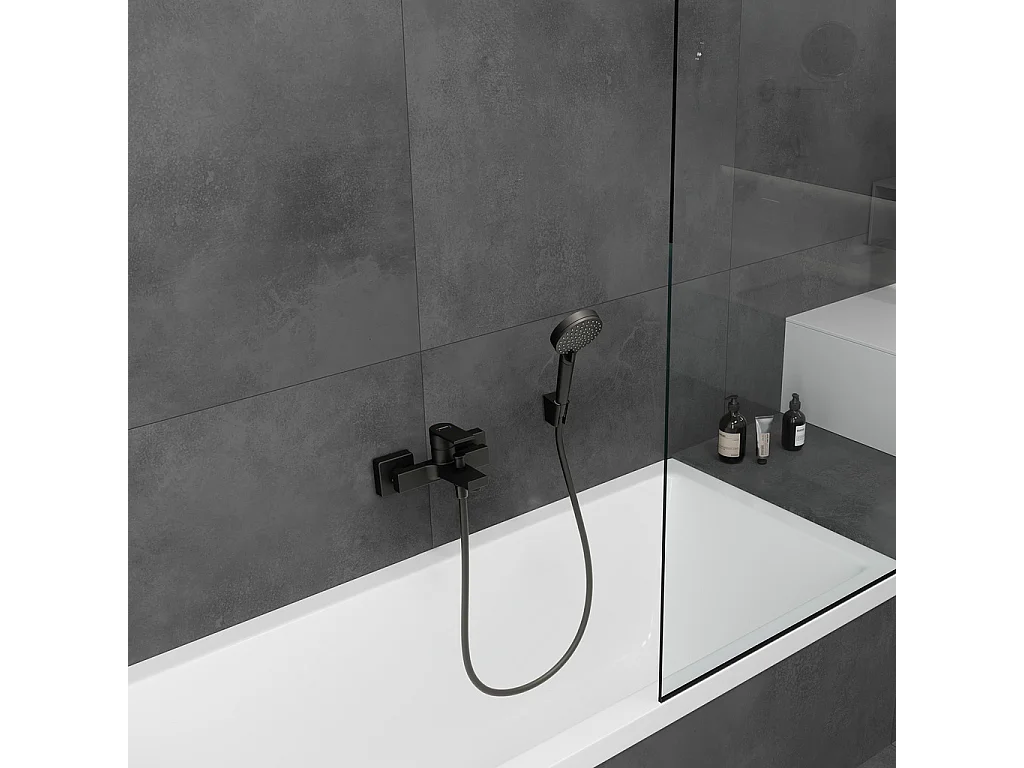 Mitigeur bain douche mécanique HANSGROHE Vernis Shape noir mat