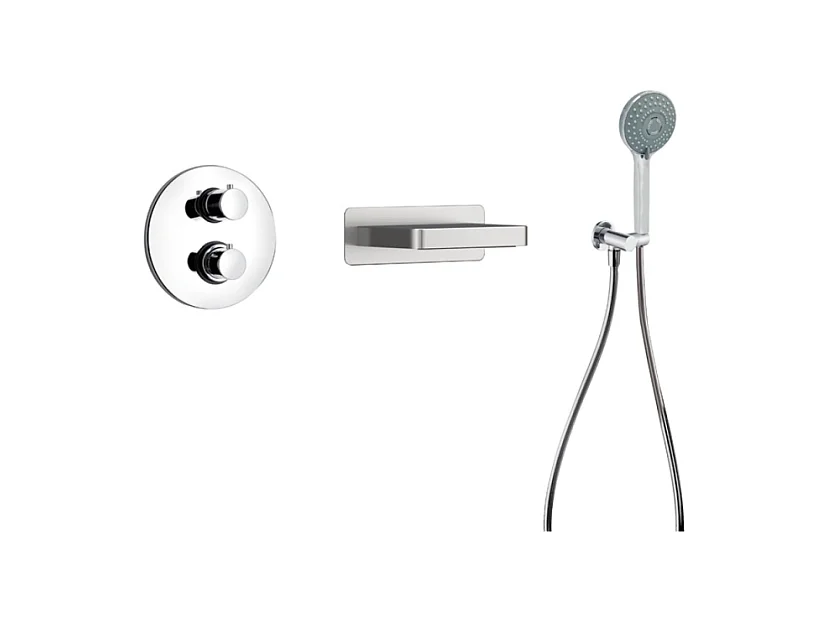 Pack mitigeur bain douche thermostatique encastré rond PAINI Ruby Chrome