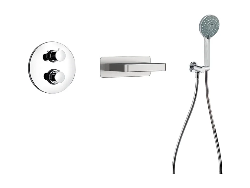 Pack mitigeur bain douche thermostatique encastré rond PAINI Ruby Chrome